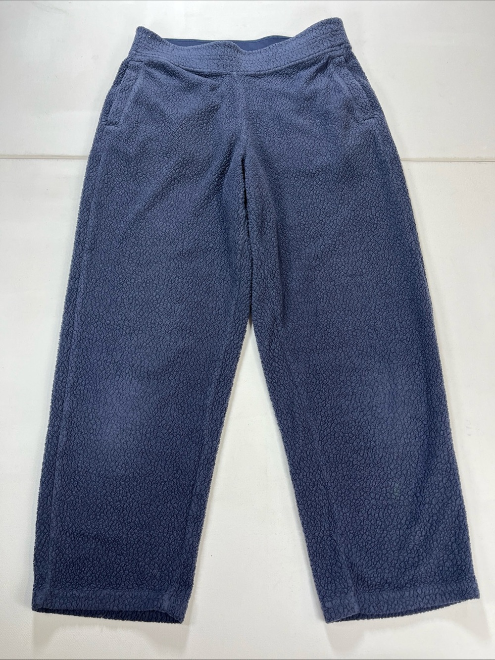 Patagonia Shearling Fleece Cropped Pants Women's S Navy Blue Lounge Warm